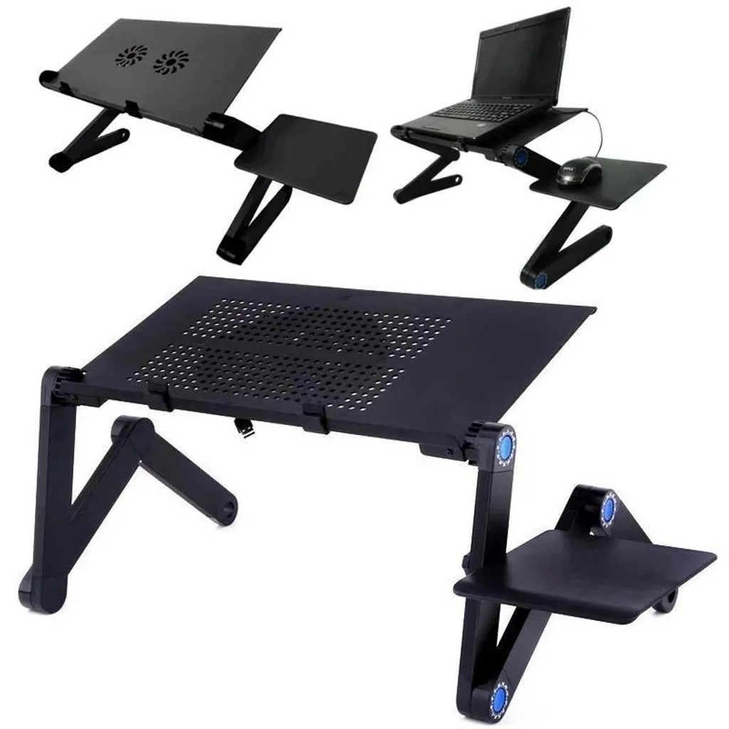 Support ordinateur portable ventilé - Alu pliable lit/canapé noir - 2
