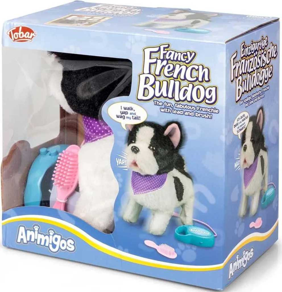 Peluche Bouledogue Français Animigos Tobar - Chien réaliste de 25 cm