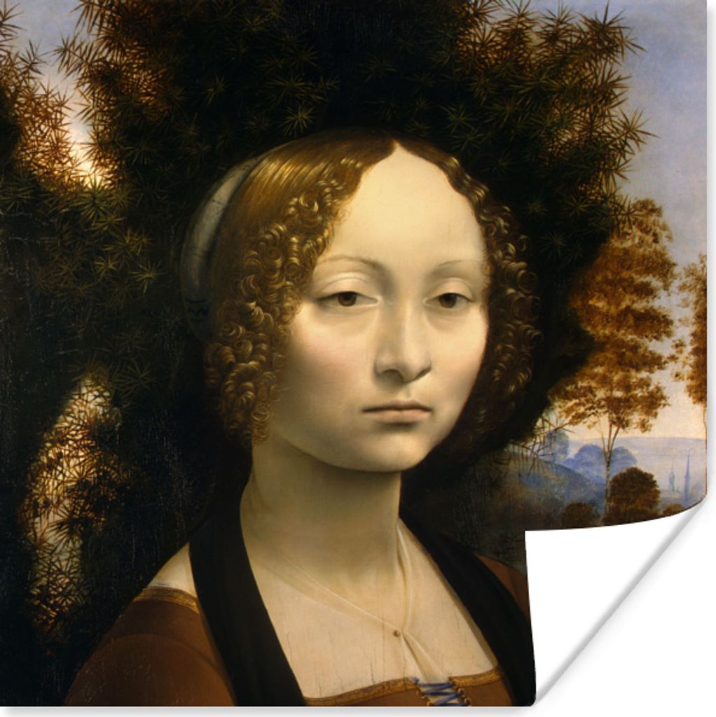 MuchoWow Poster Ginevra de' Benci - Leonardo da Vinci 75x75 cm - Wand Dekoration