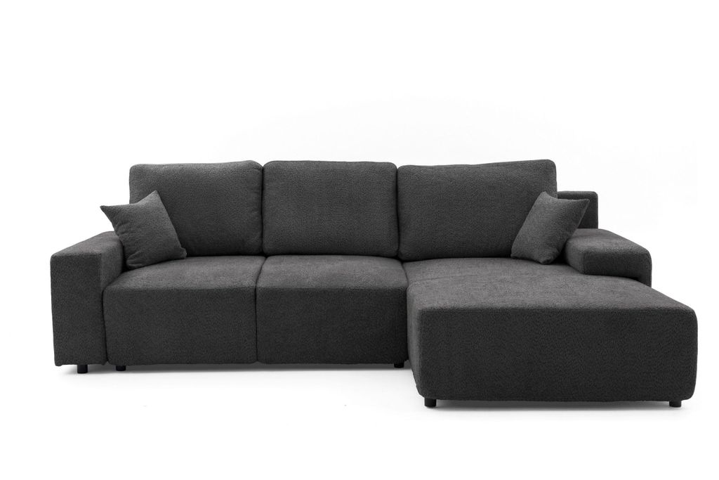 NEXT COLLECTION Ecksofa SOLANO Lose Rückenkissen, einfache und elegante Form, Große Liegefläche 142x209, Bettzeugcontainer, Graphit, links