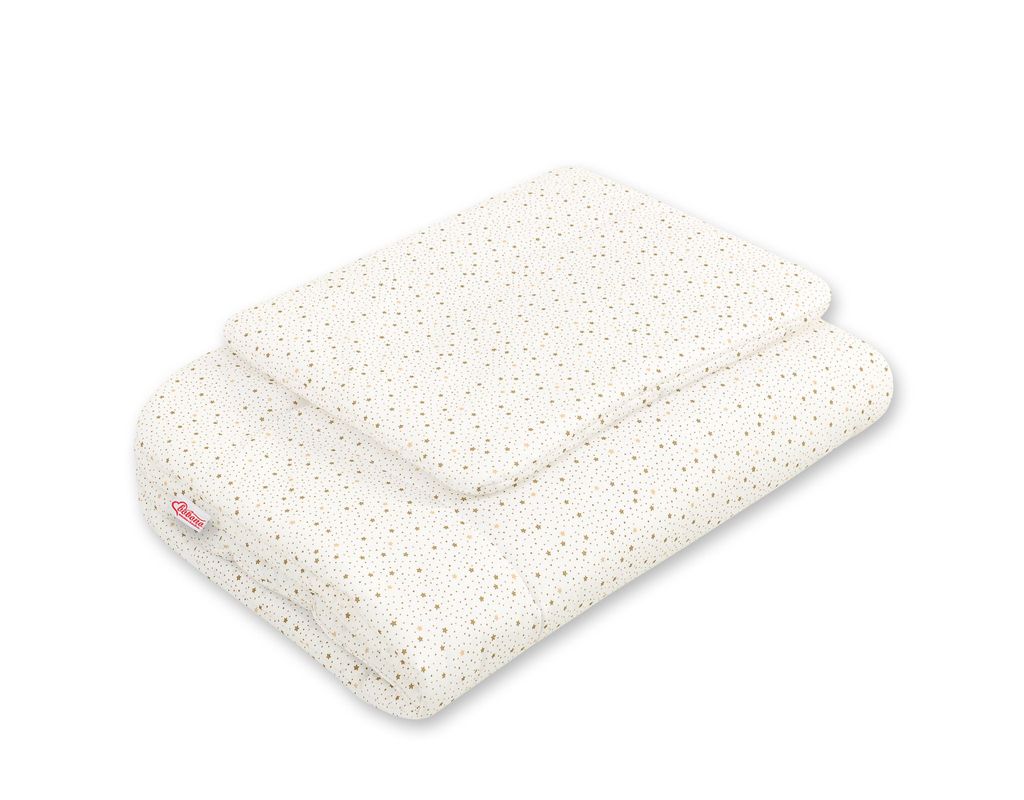 Komplettes Babybettset 2-teilig 75x100cm NEWBORN Mini Sterne Gold mit Füllung von Bobono