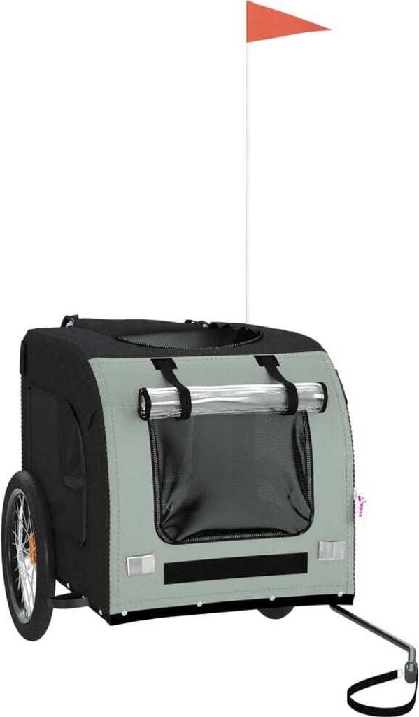 vidaXL Přívěs na jízdní kola Dogs Grey and Black Oxford Obrázek produktu 