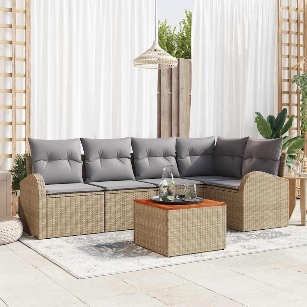 Maison Exclusive - Gartensofa-set mit Kissen 6 pcs Beige Poly-Rattan