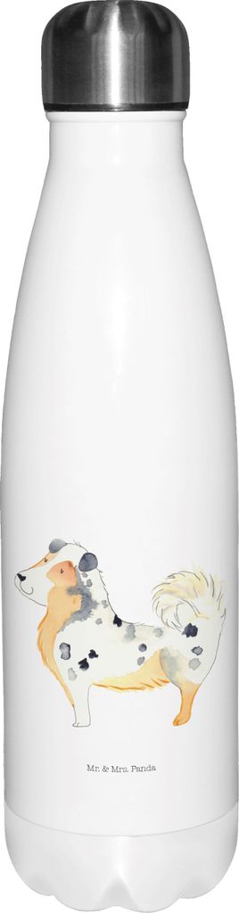 Mr. & Mrs. Panda Thermosflasche Hund Australien Shepherd - Weiß - Geschenk, Isolier-Trinkflasche, Wasserflasche, trinkflaschen, Sprüche, thermobe...