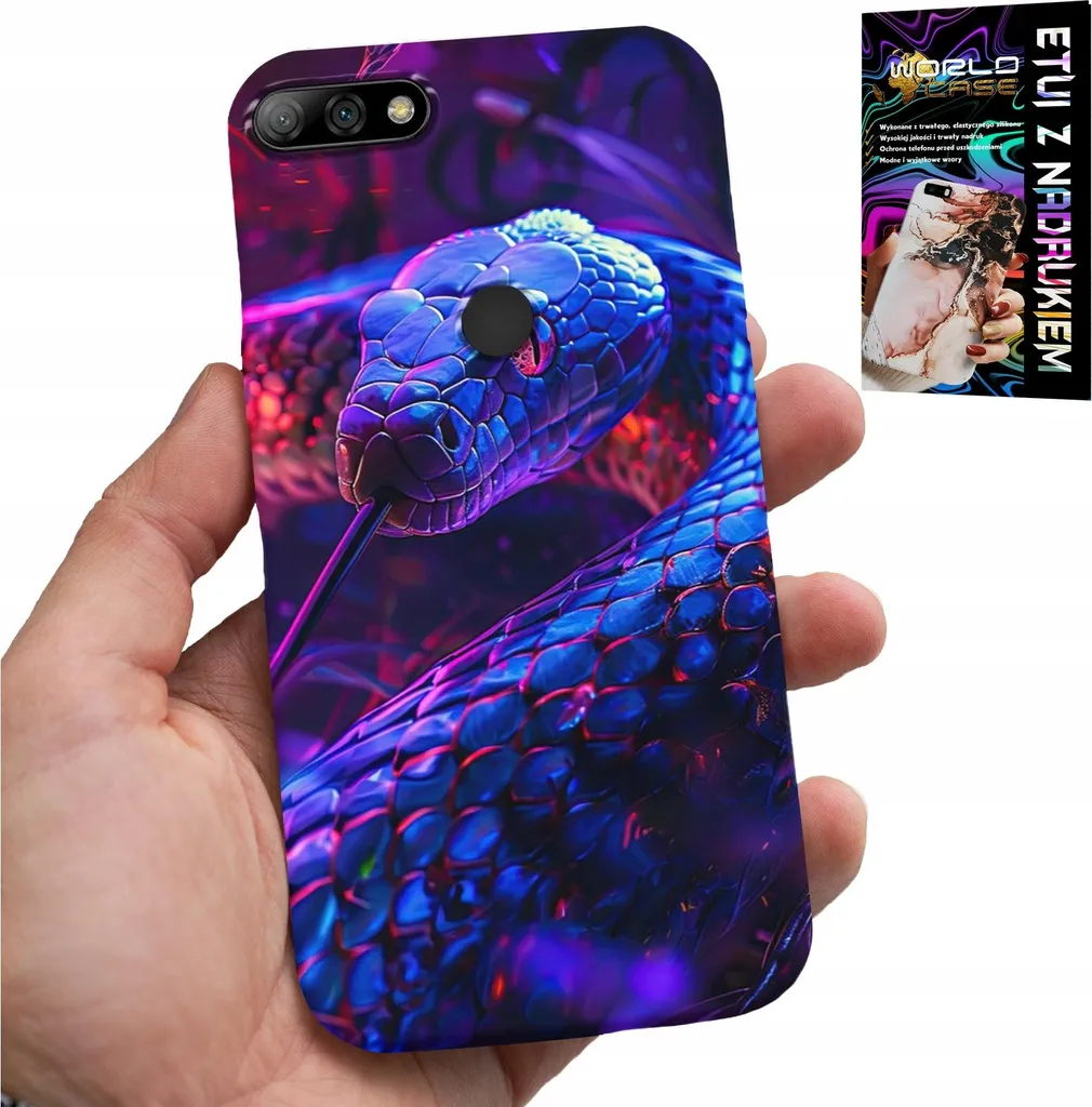 Huawei Y7 2018 Custodia TPU Serpente Cobra + Screen Protector Kit