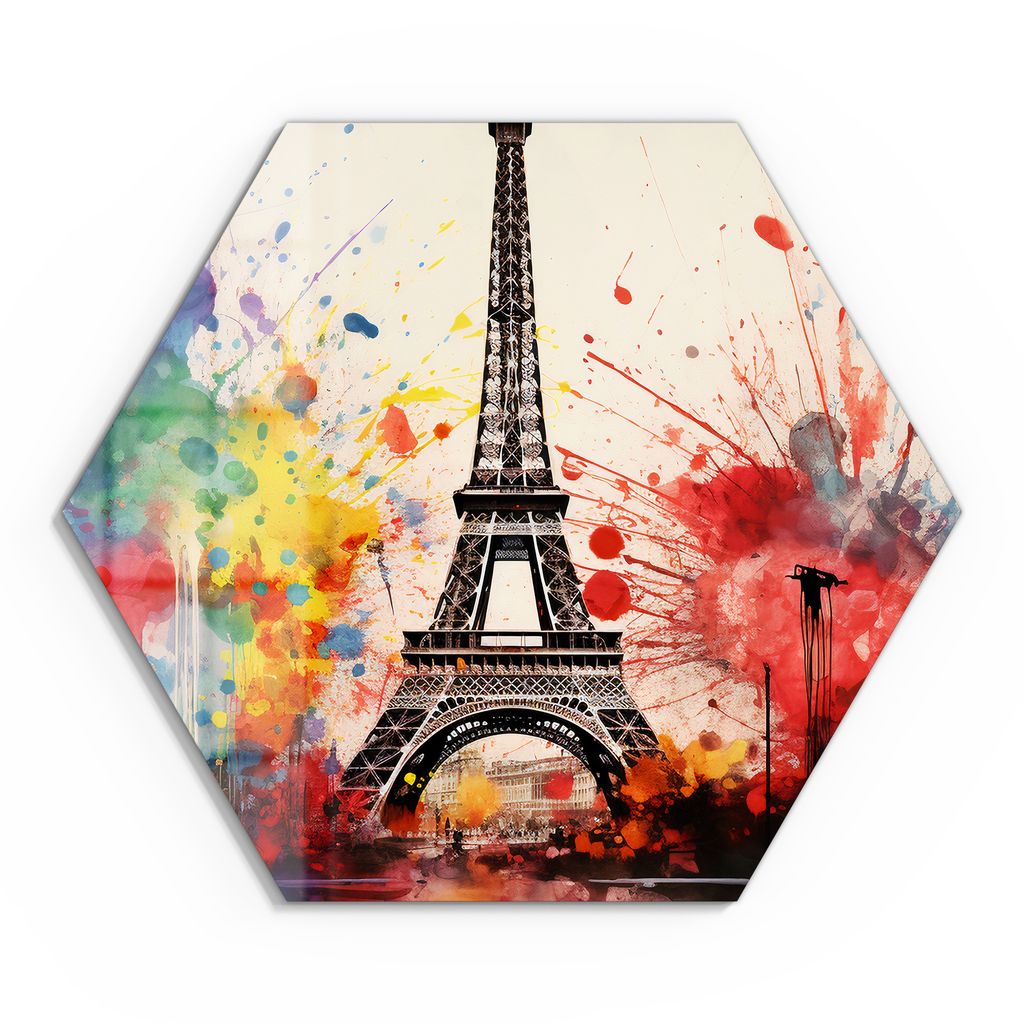 DEQORI Glasbild Echtglas 40x35 cm 'Farben von Paris' Wandbild Bild modern Deko