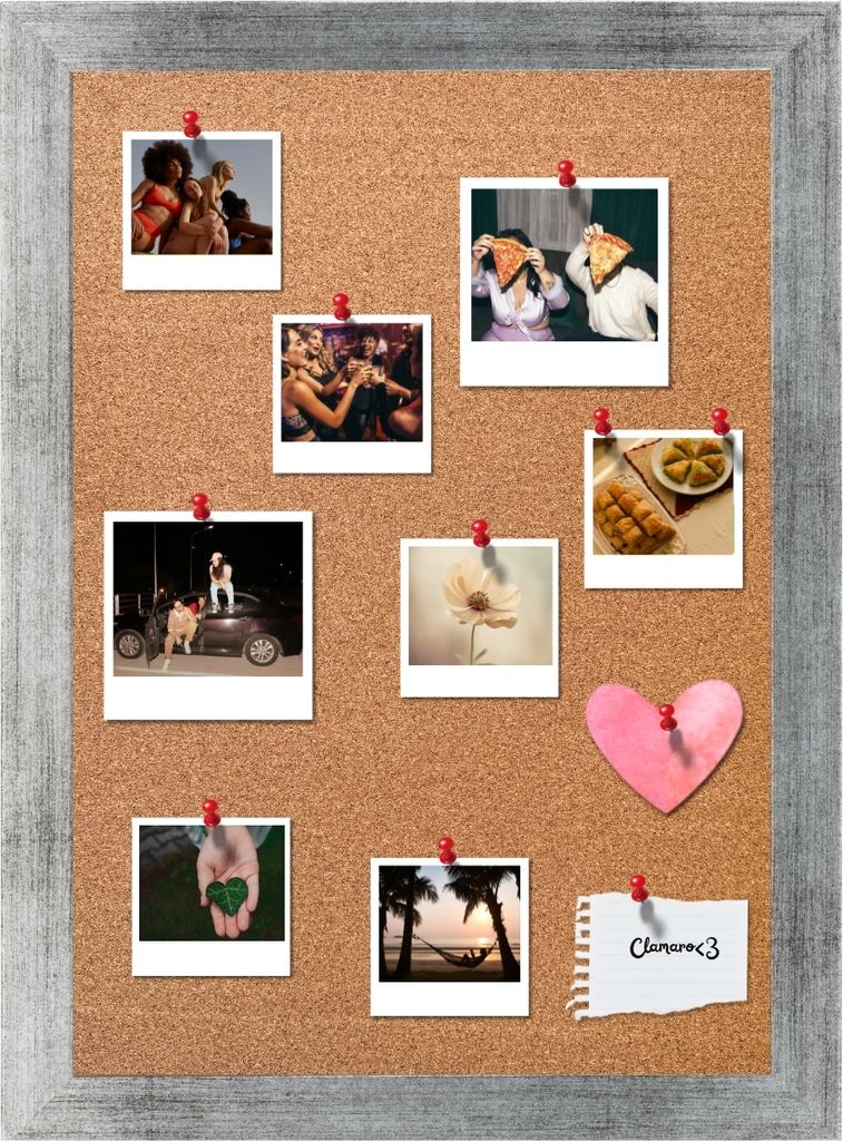 Kork Memo Pinnwand – Pinboard Korktafel Pinnbrett mit 10 Stecknadeln Clamaro, Farbe M30:Silber Gebürstet, Größe:100x40