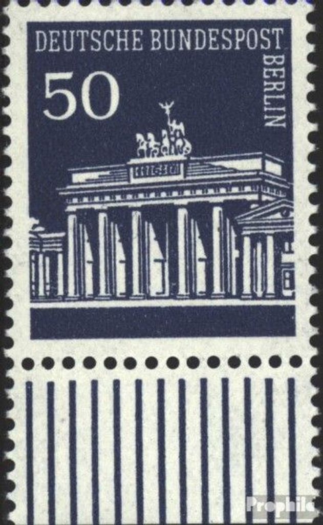 Briefmarken Berlin (West) 1966 Mi 289 Unterrandstück postfrisch Brandenburger Tor