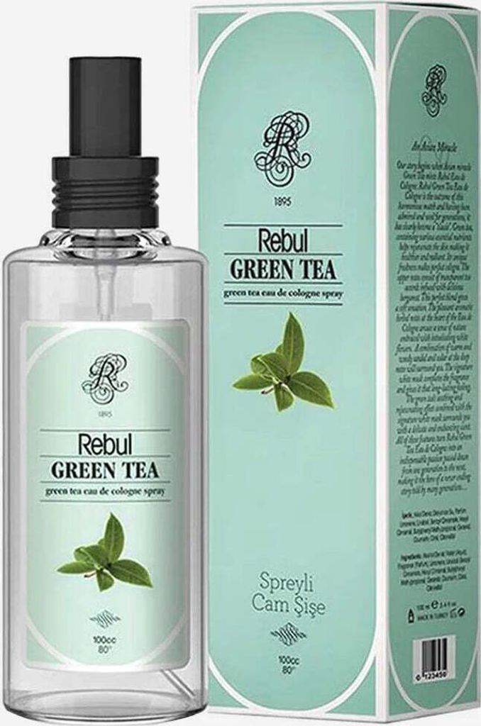Rebul Eau de Cologne | Kölnisch Wasser für Herren Glasflasche After Shave, Cologne, Rasierwasser für Herren und Damen - Green Tea 100ml