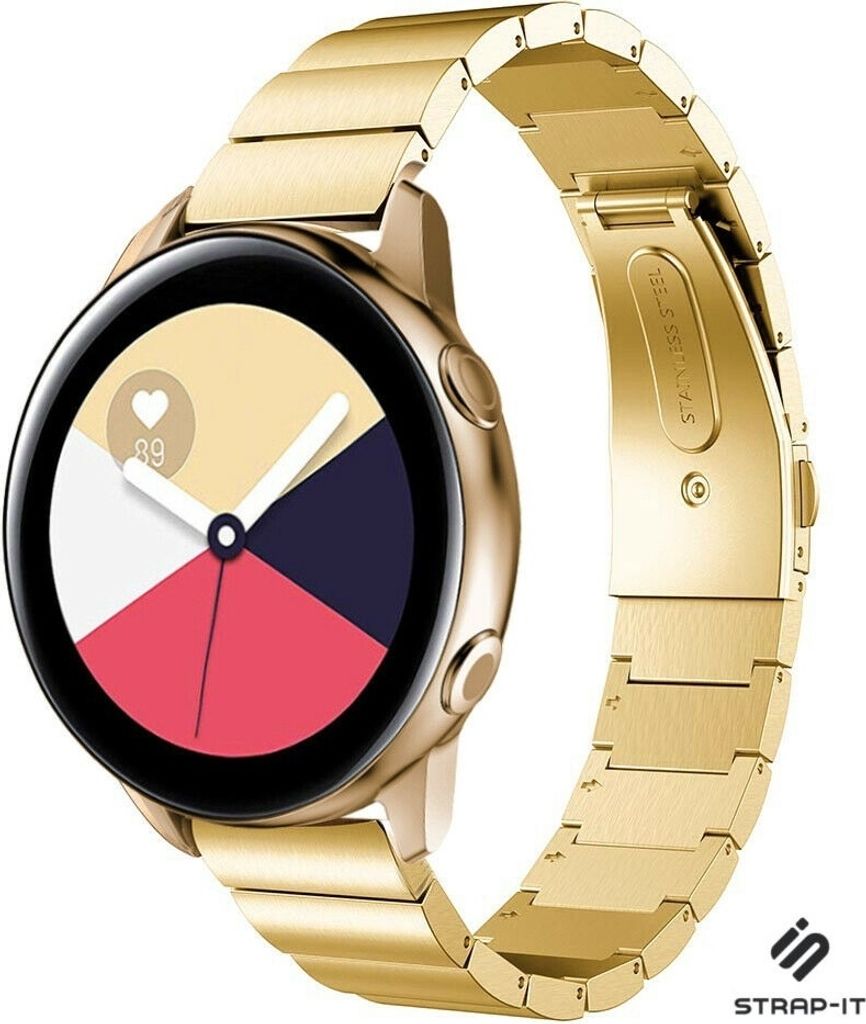 Strap-it Metallarmband - Kompatibel mit Samsung Galaxy Watch Active / Active 2 Armband Ersatzarmband Edelstahl - Faltschließe - Hochwertiges Mater...