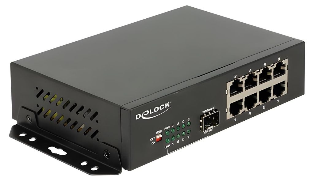 DELOCK RJ45 Switch 8 Port RJ45 + 1x SFP Schacht