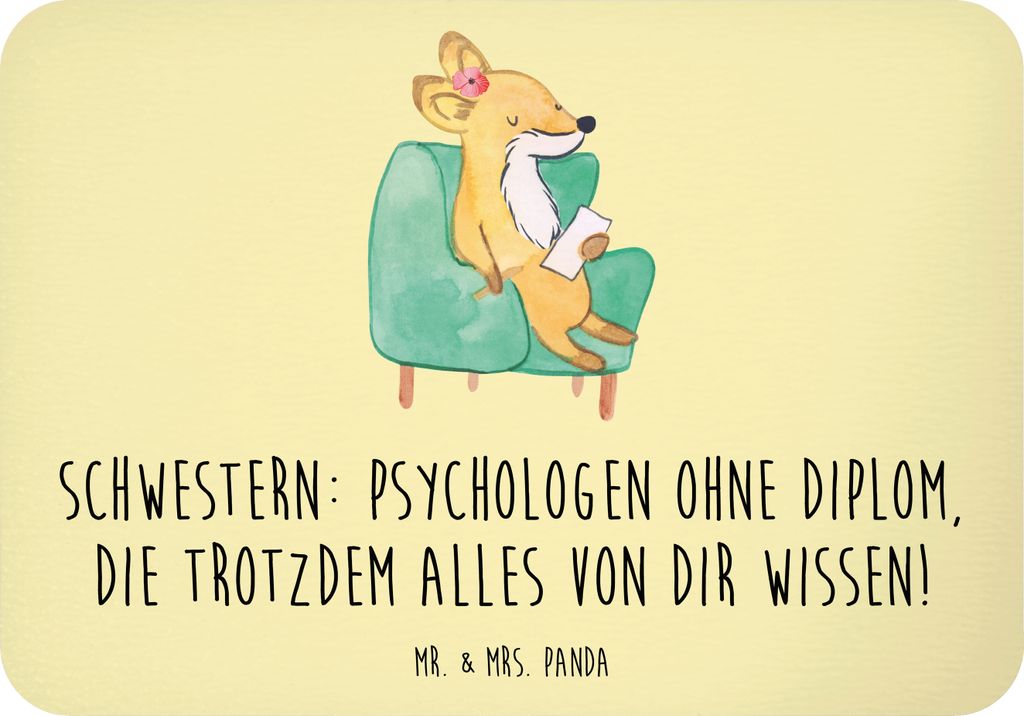 Mr. & Mrs. Panda Kühlschrankmagnet Schwestern Psychologen - Gelb Pastell - Geschenk, Dankeschön, Familie, Schwester, haftmagnet, handgemacht, Ges...