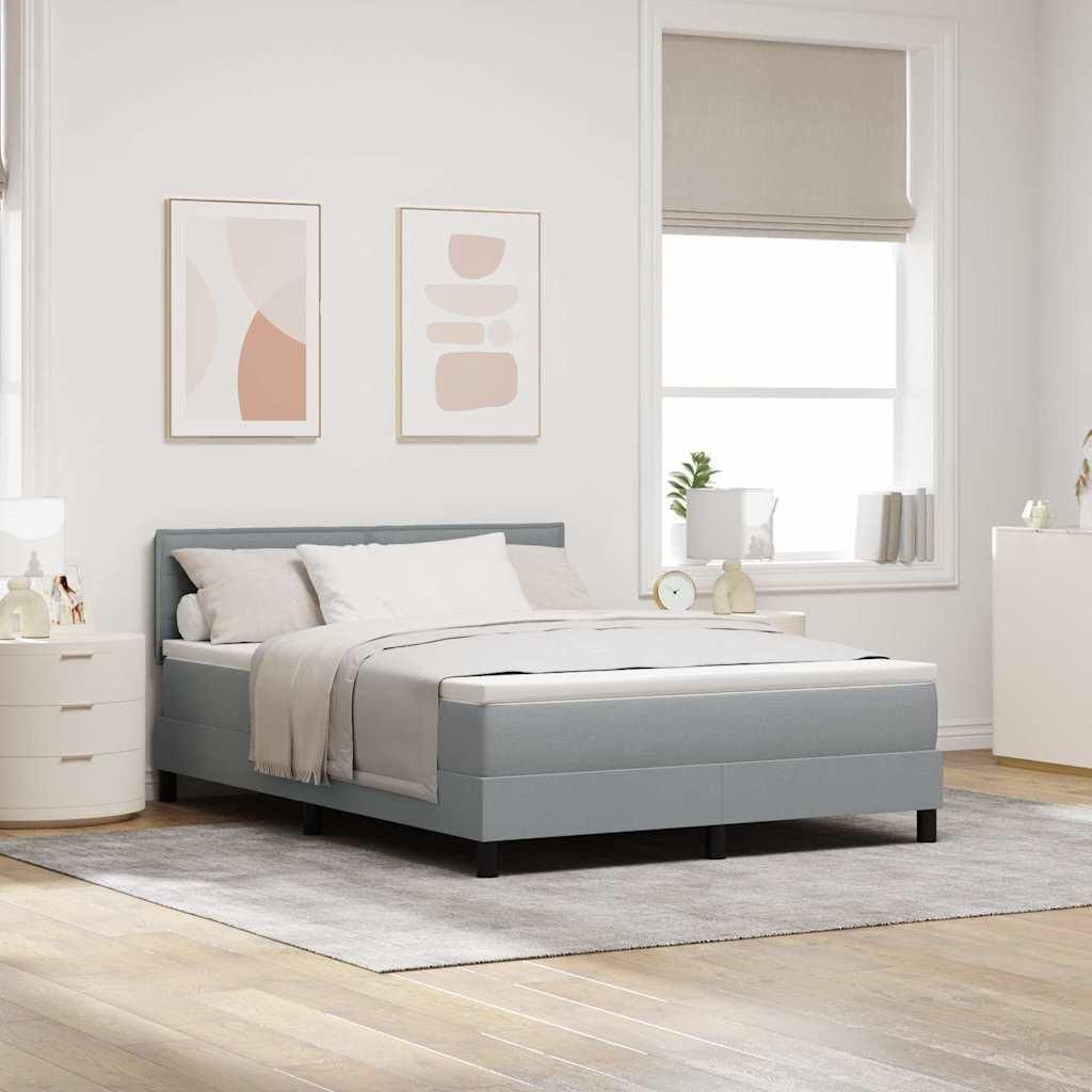 Maison Exclusive - Boxspringbett mit Matratze mit LED Hellgrau 140 x 200 cm Stoff