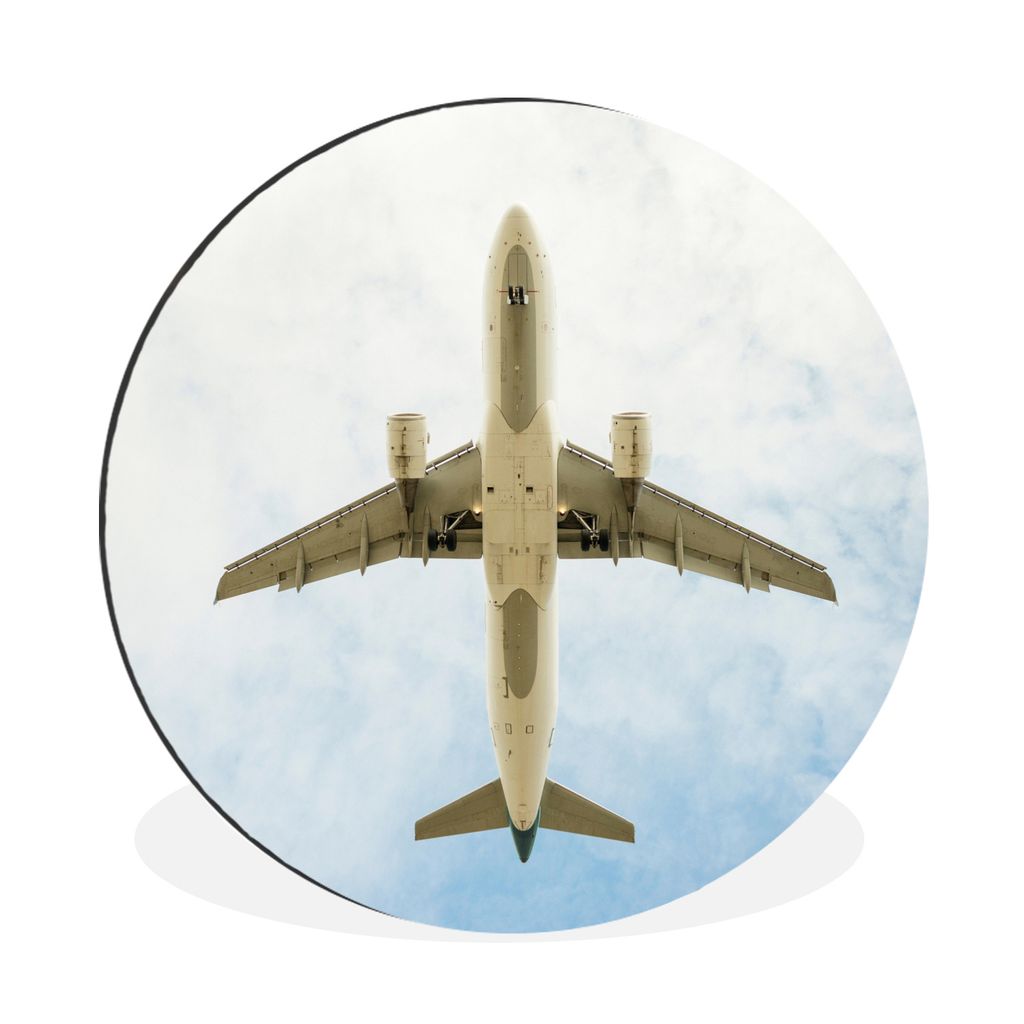 MuchoWow Aluminium Wandkreis Ansicht eines Flugzeugs von unten Ø 30 cm Wanddeko Modern Wohnzimmer - Wand Bild - Wohnzimmer - Runde Bilder - Alub...