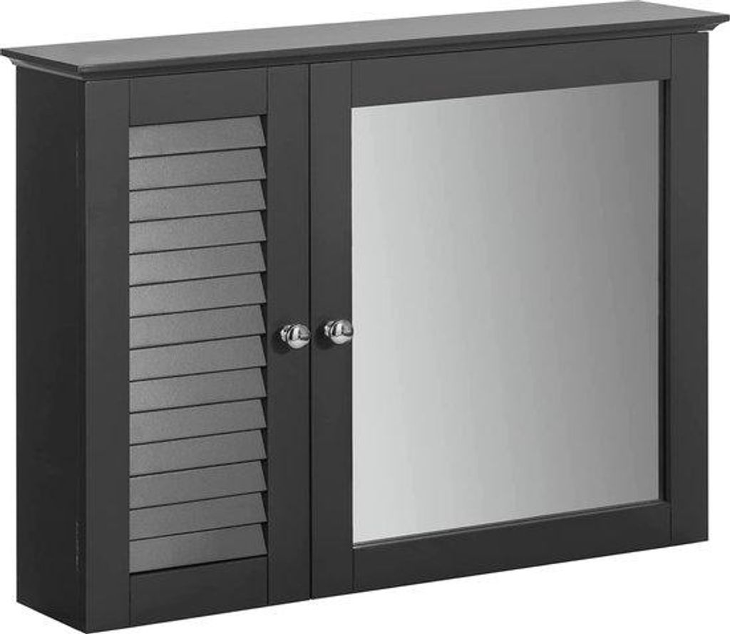 Antraciet grau Spiegelschrank - Kleiderschrank mit Spiegeldurchsicht - 65 x 15 x 49 cm