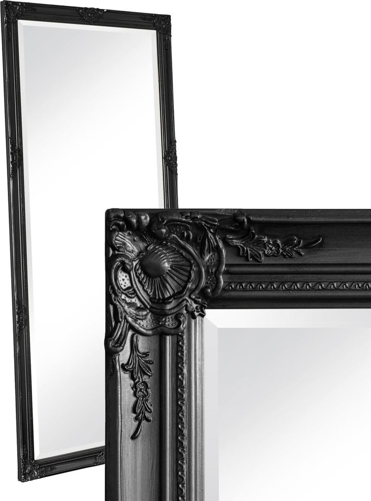 LC Home Wandspiegel Barock XXL Spiegel Schwarz ca. 200x100 cm Antik-Stil Ganzkörperspiegel