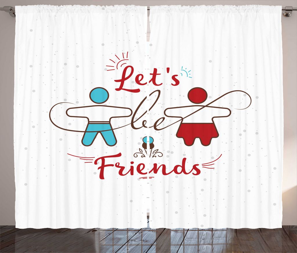 ABAKUHAUS Bester Freund Rustikaler Gardine, Sweetest Angebot Buddies, Schlafzimmer Kräuselband Vorhang mit Schlaufen und Haken, 280 x 245 cm, Deep...