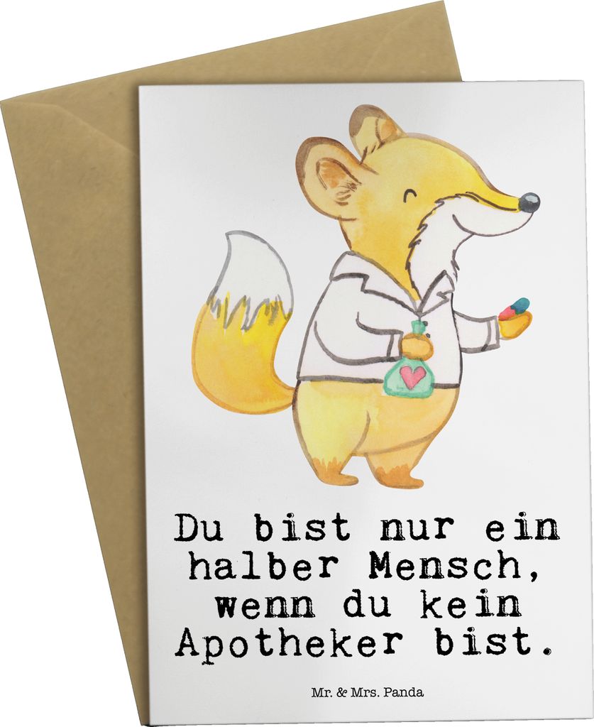 Mr. & Mrs. Panda Grußkarte Apotheker Herz - Weiß - Geschenk, einladungskarten, Lustig, Beruf, Spruch, weihnachtskarten, vatertagskarte, hochzeits...