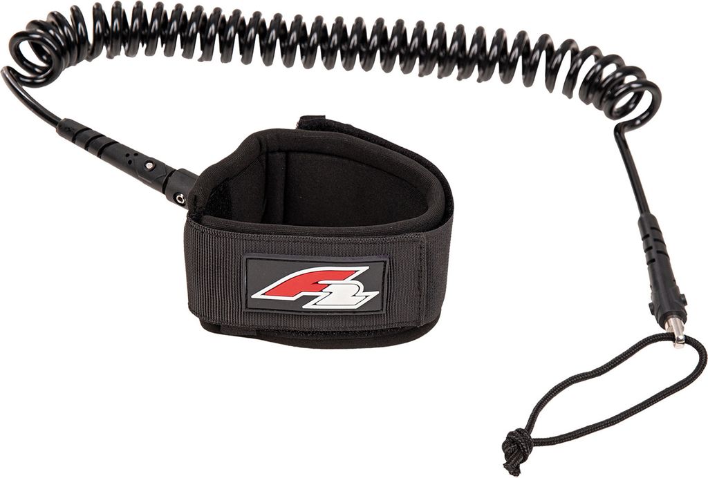 F2   Stand Up Paddling Leash Fuß Coiled Leash   Schwarz Produktbild 
