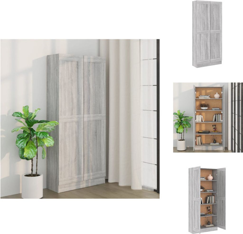 vidaXL Badezimmerschrank Grau Sonoma 82,5x30,5x185,5 cm Holzwerkstoff - Bücherregale & Bücherschränke