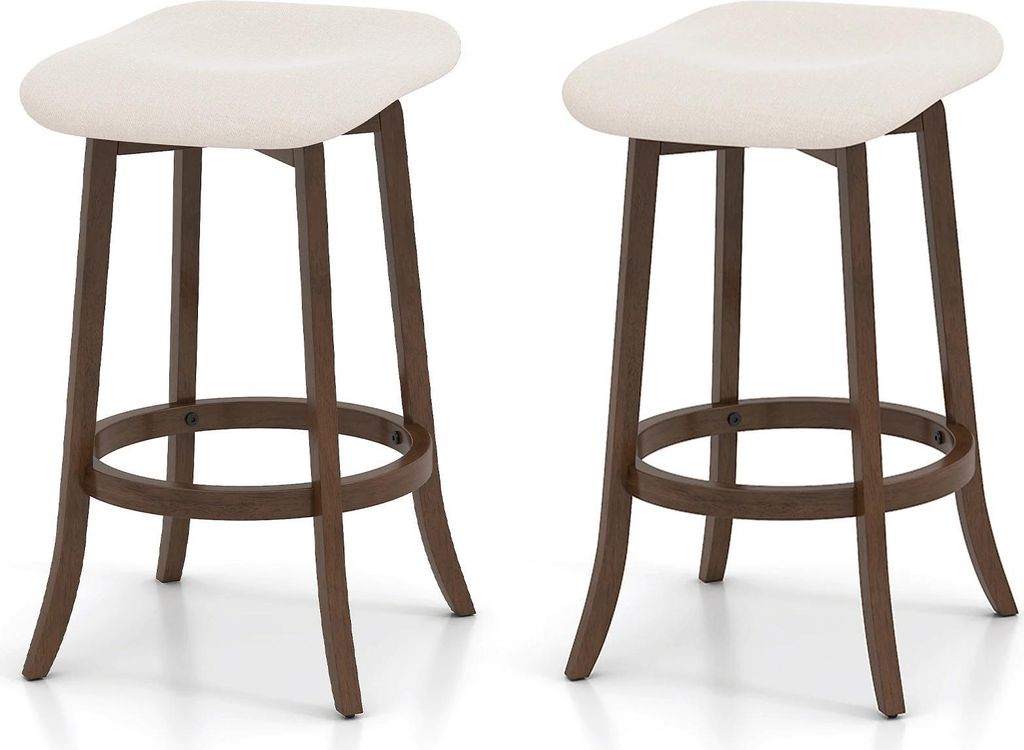 Barhocker/Tresenhocker 2er-Set - 360° drehbar - Sitzhöhe 74 cm - Holzgestell - Fußstütze - Gepolsterter Sitz - Braun