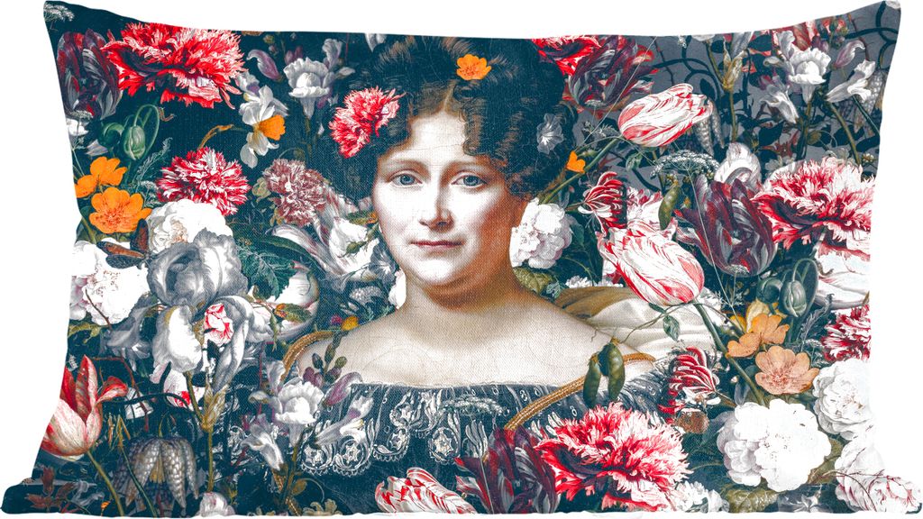 MuchoWow Zierkissen Sofakissen Wohnzimmer Dekokissen 50x30 cm Johanna Henriette Engelen - Dubois Drahonet - Blumen - Wohnzimmerdekoration - Polst...