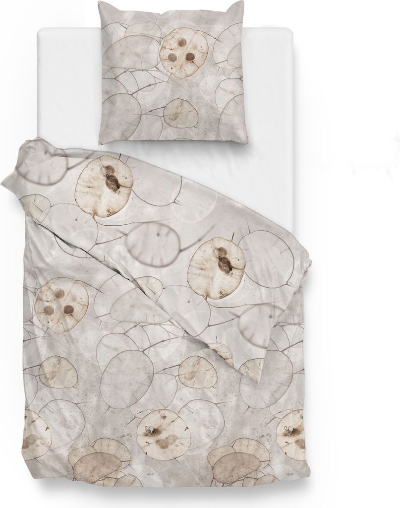Zo! Home Baumwolle Bettwäsche 155x220 Moren Taupe Silberblatt grau beige