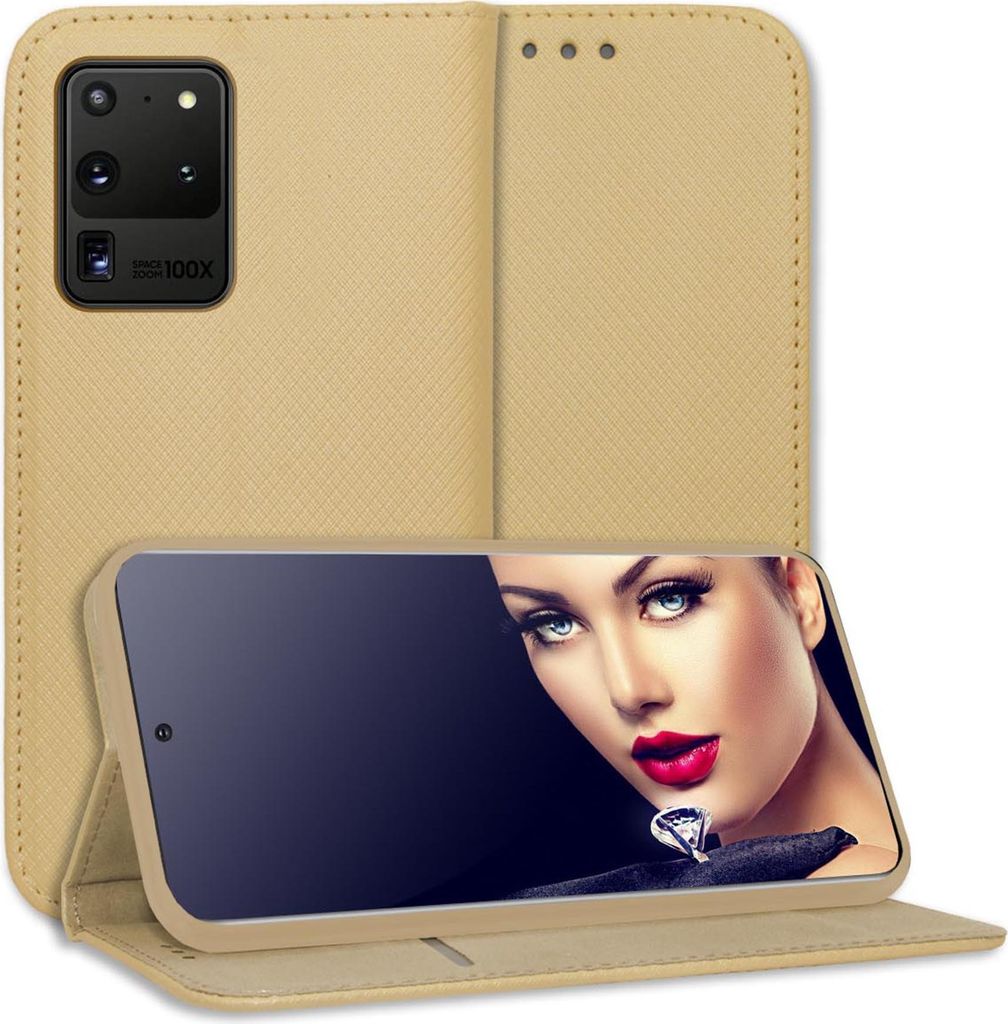 Bookstyle Schutzhülle Klapphülle Schutztasche Etui Cover für Samsung Galaxy S20 Ultra (S11 Plus, G988, 6.9'') - Gold
