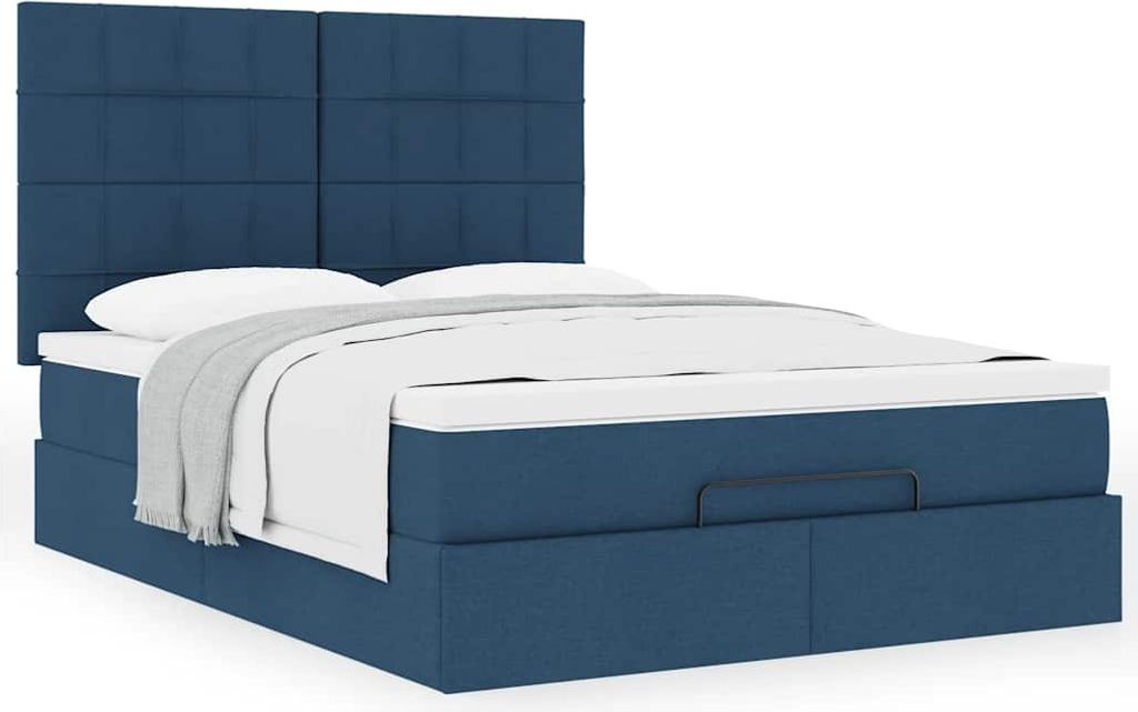 Maison Exclusive - Ottoman-Bett mit Matratze Blau 140x190 cm Stoff
