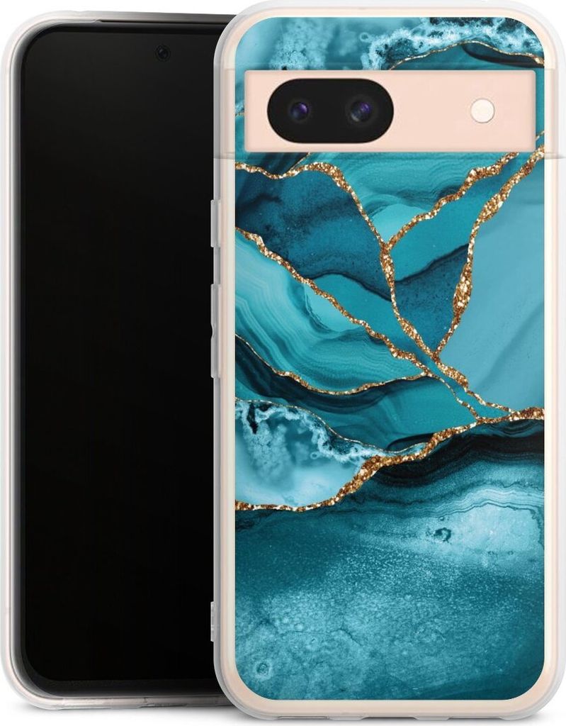DeinDesign Handyhülle für Google Pixel 8a Silikon Hülle Case Smartphone Schutzhülle Edelstein Glitzer Look Marmor