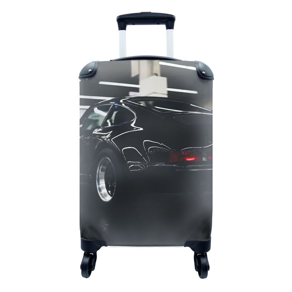 MuchoWow Koffer Handgepäck Trolley Rollkoffer Kleine Reisekoffer mit 4 Rollen - Auto - Garage - Schwarz - Cabin Size < 55x40x23 cm & 55x40x20 cm...