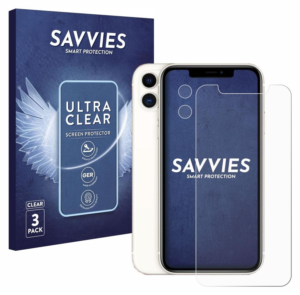 A product shot featuring a phone screen protector package and a phone with a screen protector applied.