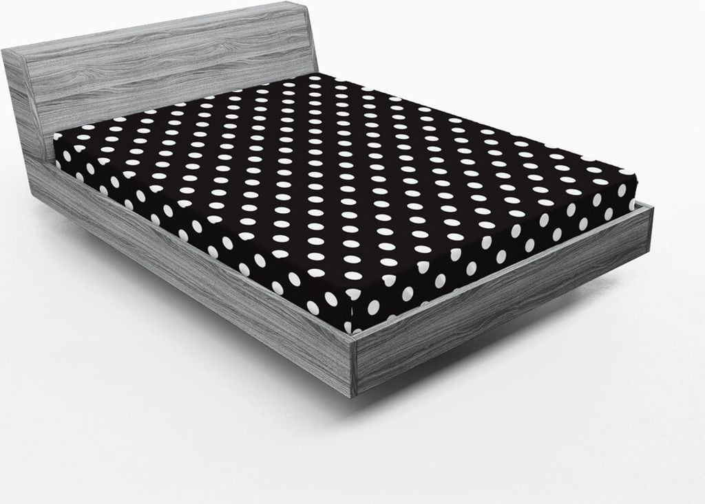 ABAKUHAUS dots Spannbetttuch, Klassisches Muster der weißen Tupfen auf schwarzem traditionellem Weinlese-Design, 90 x 200 cm, Charcoal Grau Weiß