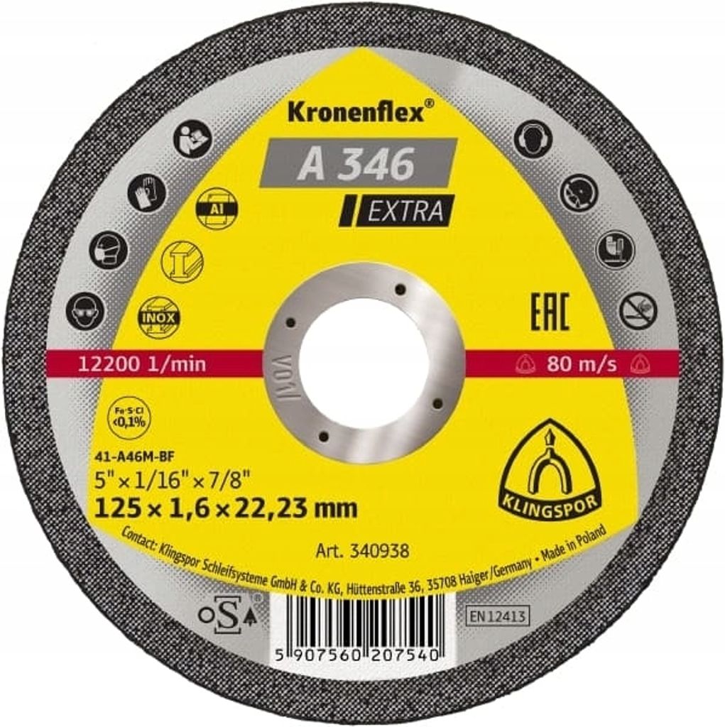 Tarcza do cięcia STALI 230x1,9 KLINGSPOR A346EX Zdjęcie produktu 