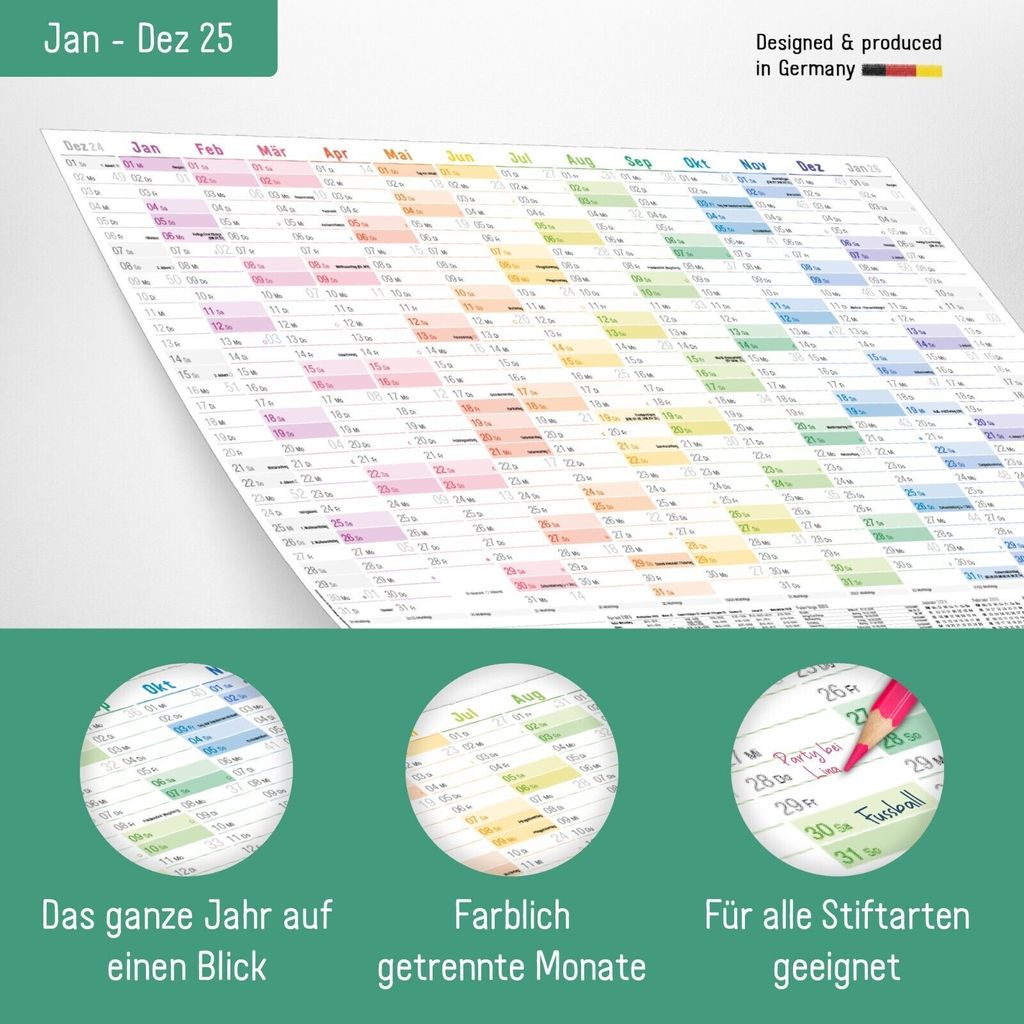 Wandkalender 2025 / A2 / Rainbow / mit Extra A3 + Produktbild 2