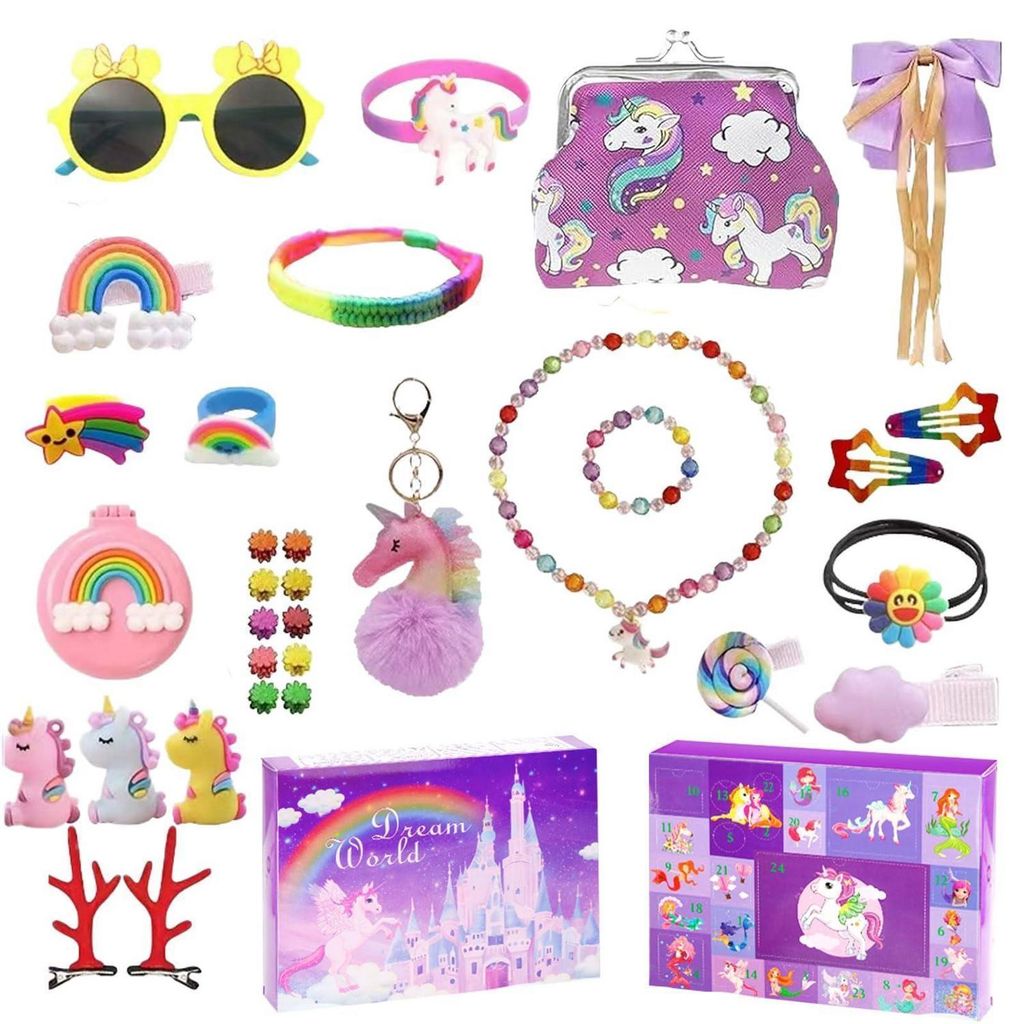 Adventskalender 2026 Mädchen Einhorn mit Haarschmuck Produktbild 