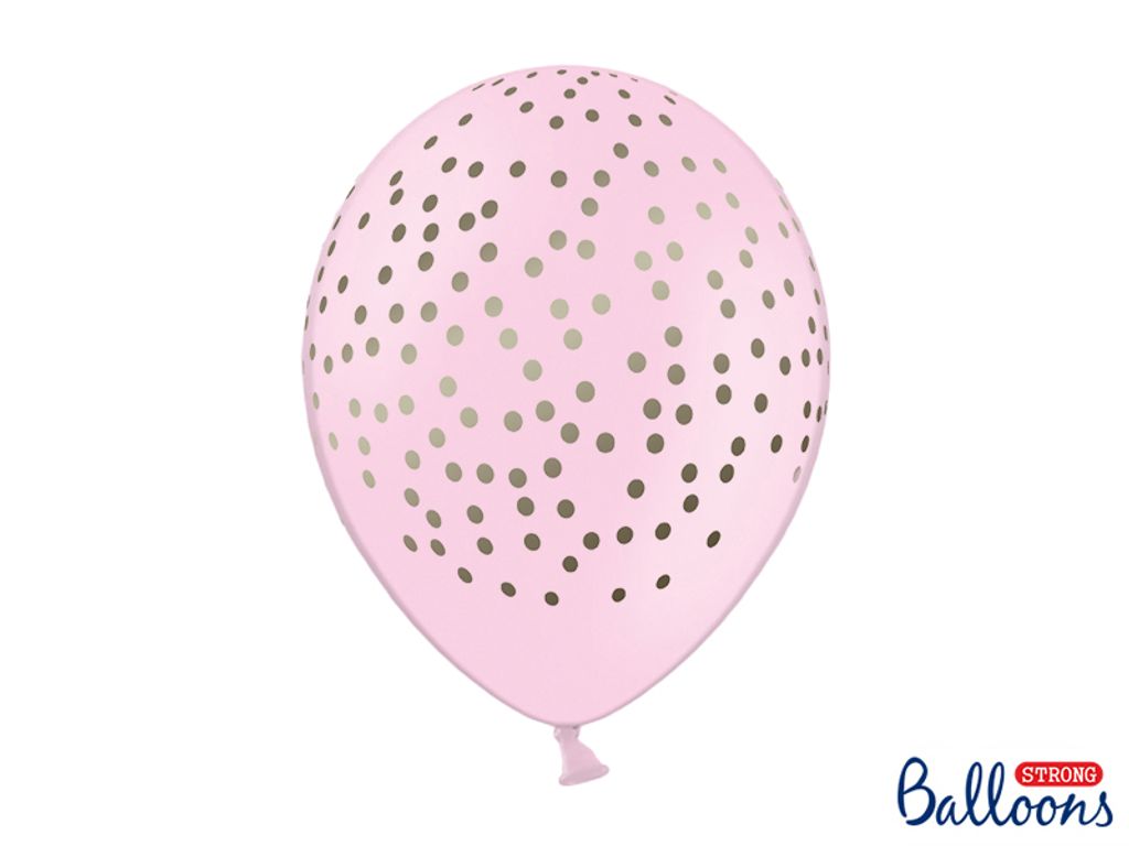 Luftballons 30cm, Punkte, Pastell Baby Pink (1 Packung / 50 Stück)