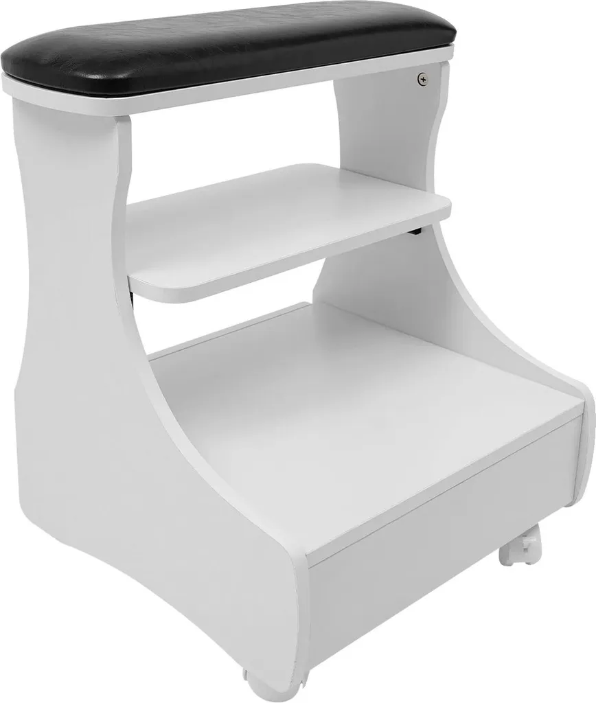 Tabouret de pied à roulettes pivotantes finition argentée haute qualité