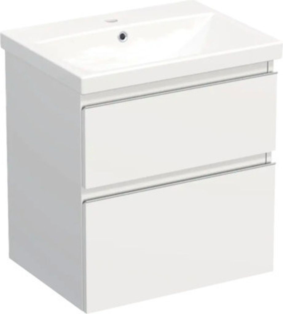 Jungborn Waschplatz TRENTA BxHxT 60x65x45 cm weiß matt mit Keramik-Waschtisch Griffleiste chrom matt