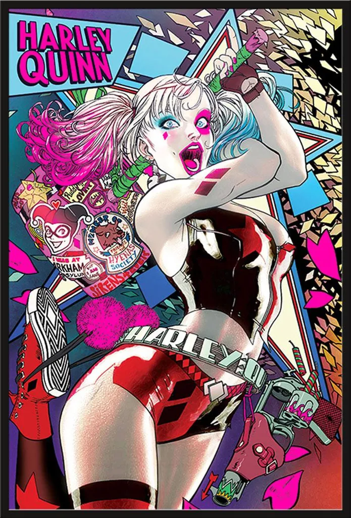 Affiche Harley Quinn Encadrée Shinsuke, Protection Acrylique Anti-Casse