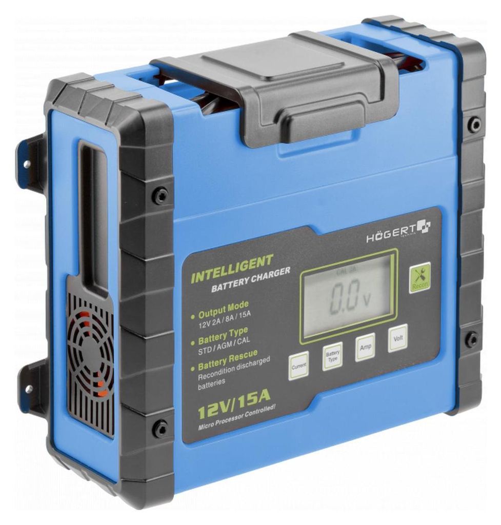 Hogert Technik Autobatterie Ladegerät Batterieladegerät 12V 2 8 15A Max für KFZ LKW Motorrad HT8G613