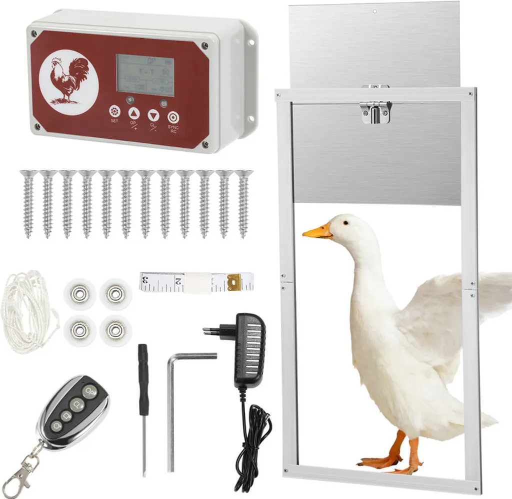 Clanmacy Clapet à Poules Automatique 30x30cm en Aluminium avec Écran LCD
