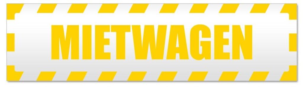 Kiwistar - Autoaufkleber - Gelb - 30 x 8 cm - Mietwagen gestreift - Hinweis Aufkleber Sticker für Auto, Kfz, Fahrrad, PKW, LKW