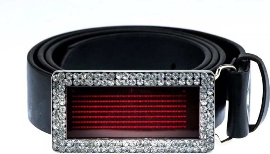 Leuchtender Gürtel LED Rot Kristall, mit Laufschrift