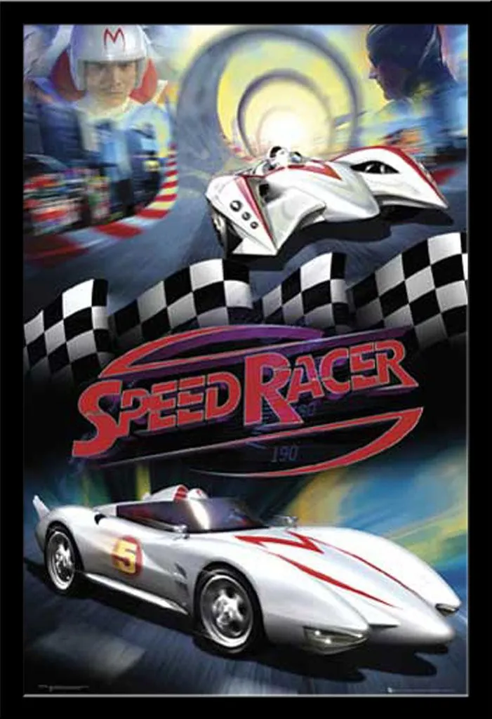 Décoration Murale Speed Racer Mach 5 avec Cadre Noir Shinsuke Format Maxi