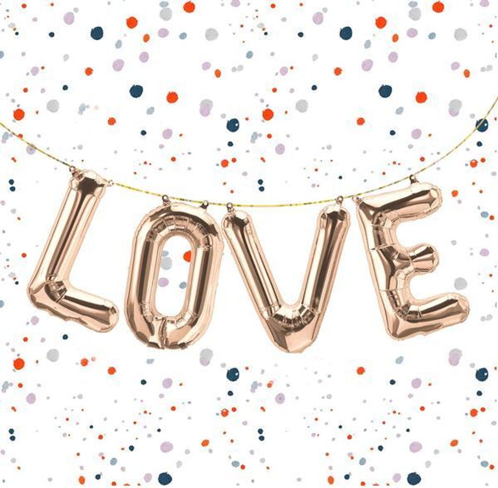 Folienballon Schriftzug Love, Rosegold, ca. 80 cm für Luftbefüllung
