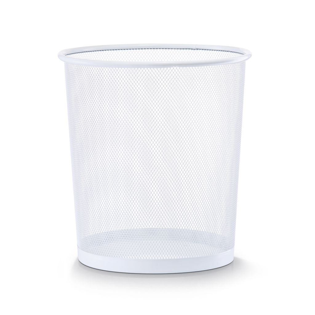 Papierkorb Mülleimer für Büro, Bad, Jugendzimmer & Kinderzimmer 14,5 Liter, Ø26 x 28 cm, Metallgeflecht, rund, weiß