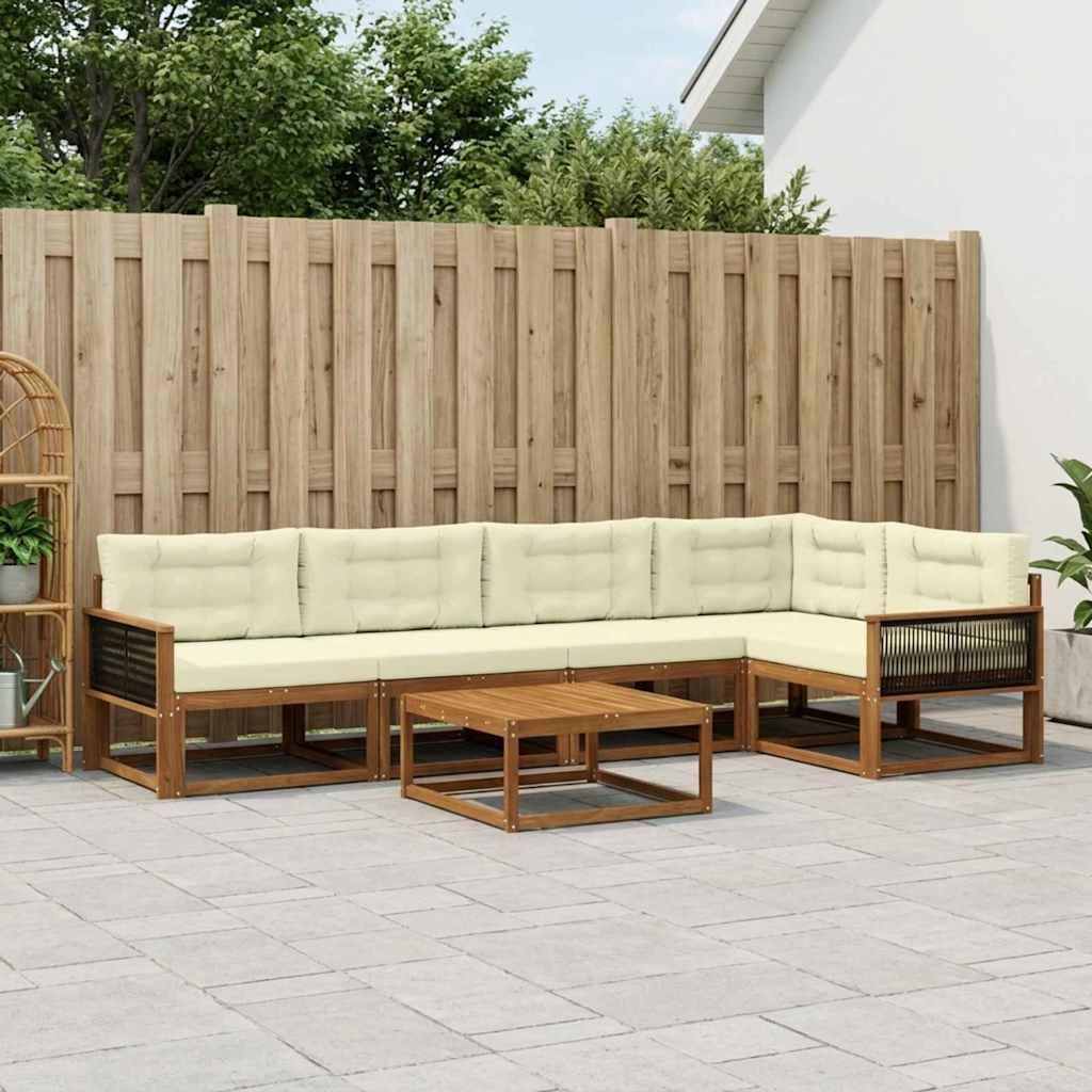 Möbel Outdoor-Sofagarnitur mit Kissen 6 pcs Natur und CremeGartensofas - Gartensofas c883