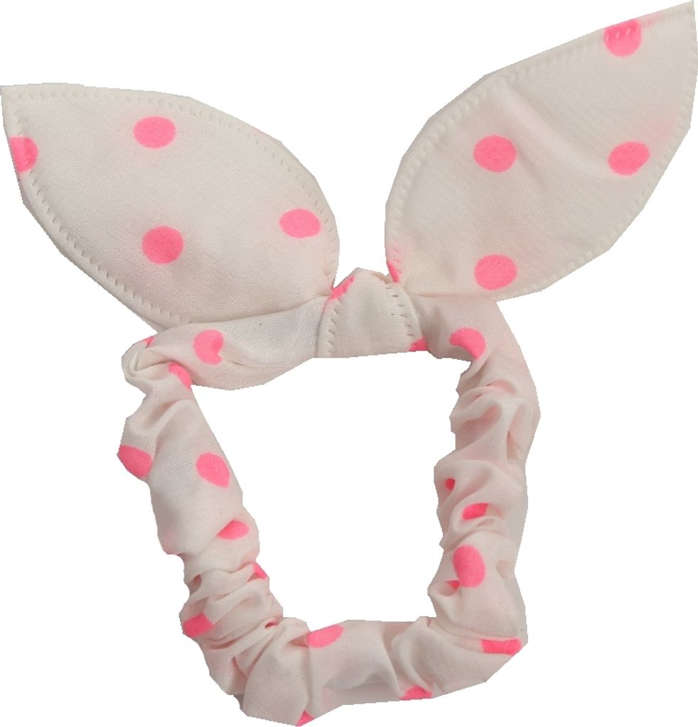Hasenohren Haargummis Zopf-Halter Weiß / Rosa gepunktet