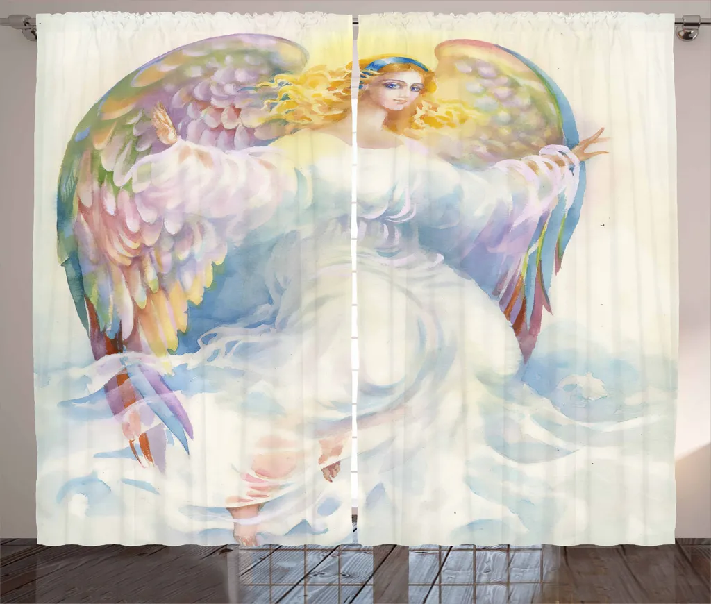 ABAKUHAUS Amore Tenda a Pannello Set di 2, Sagome di Angel Heart